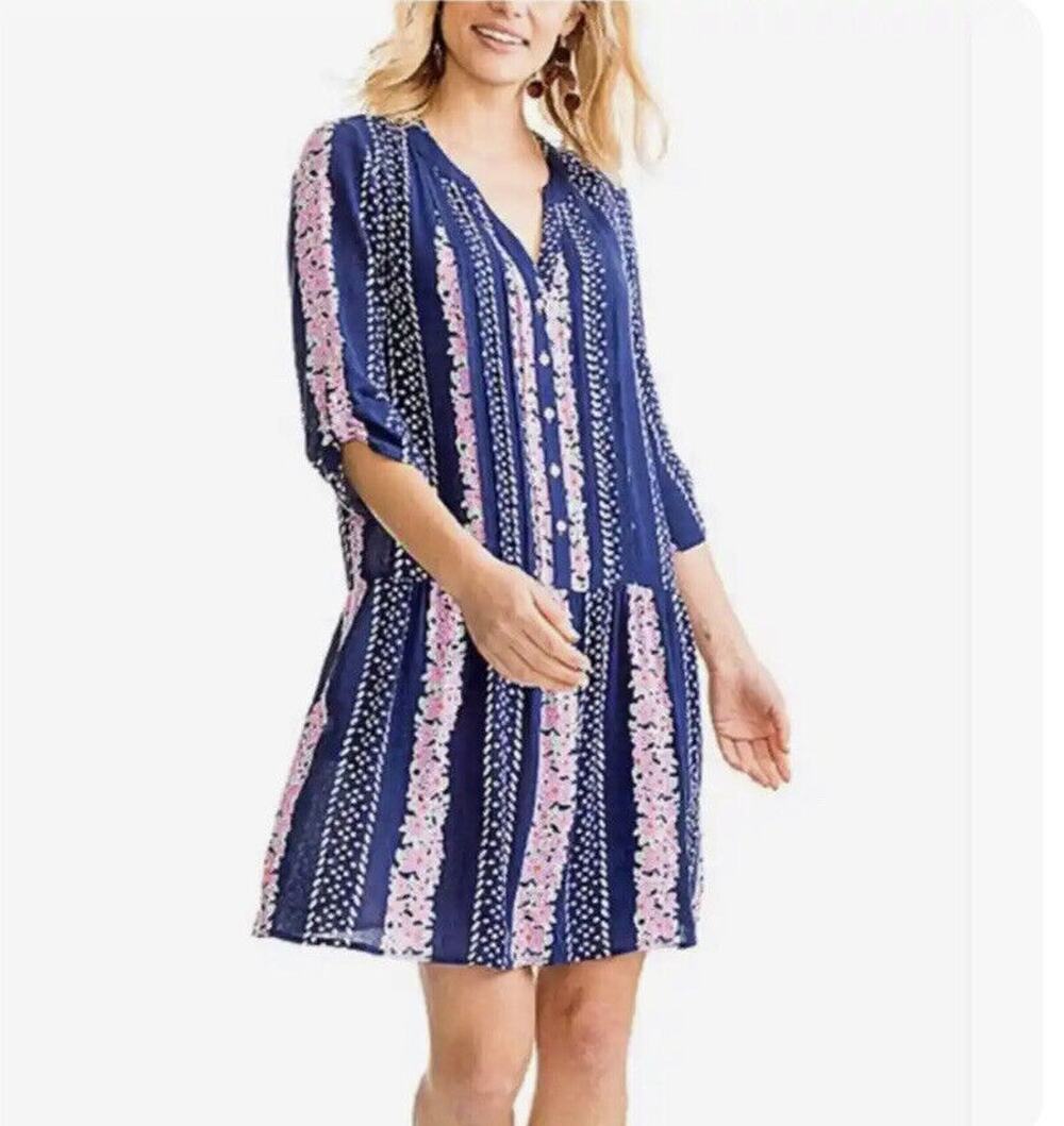 NWT Southern Tide Sz Large Blue Night Floral Longsleeve Dress $178